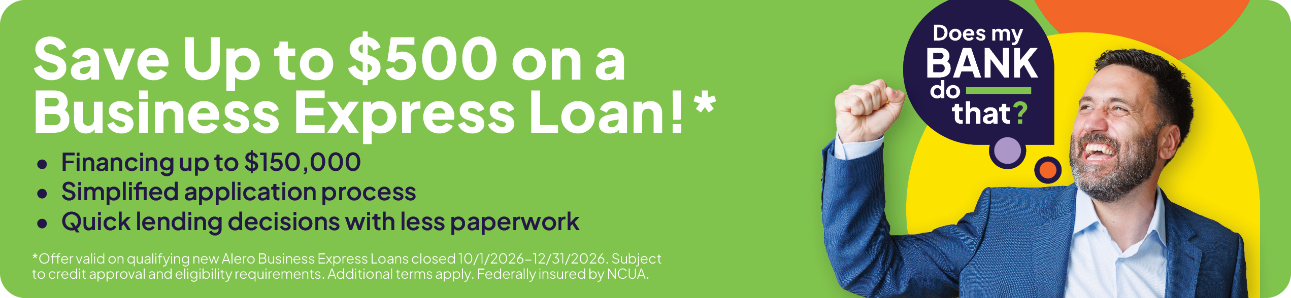 Save $500 on an Alero Express Business Loan!*