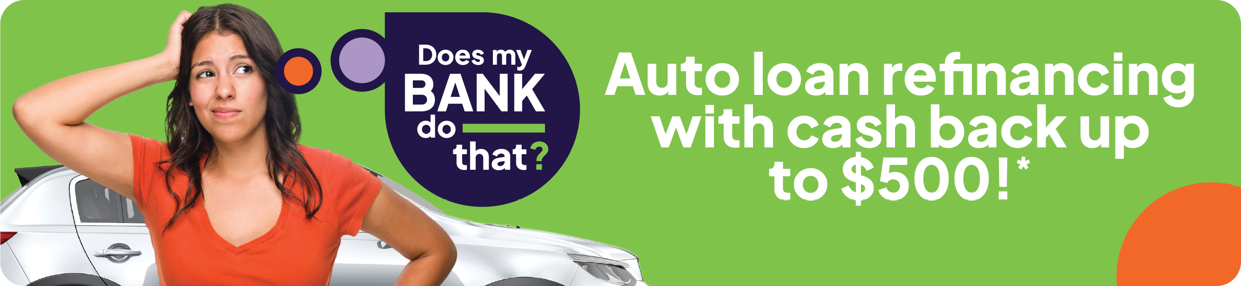 Auto loan refinancing with cash back up to $500!*